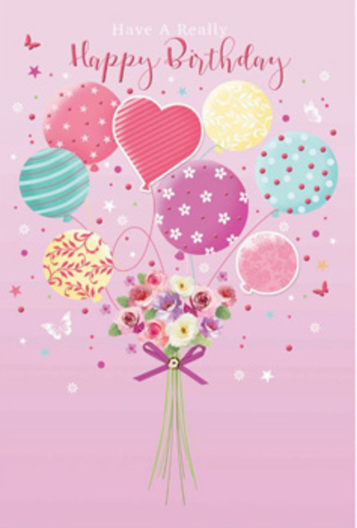 A dreamy birthday artwork unfolds like a storybook moment set just off Lauderdale Road in Maida Vale, where quiet streets and leafy trees inspire gentle celebration. The image centres on a floating bouquet, carried skyward by a cluster of delicately patterned balloons. Soft pastel tones dominate: powder pinks, pale lemon, sea-glass green, and lilac haze mingle harmoniously, each balloon overlapping the next to create a sense of depth and buoyant movement. Some balloons are wrapped with curved stripes, like ribbons swirling in mid-air; others are dotted with playful polka patterns or sprinkled with tiny blossoms, adding a touch of garden charm. A heart-shaped balloon nestled near the middle radiates warmth, symbolising affectionate birthday wishes. Below, a refined hand-tied bouquet provides a grounding focal point. Its flowers-petite roses and daisy-like blooms-are painted with velvety texture, petals gently graduating from ivory to blush and deeper rose, as if just brushed by early sunlight streaming into a Maida Vale apartment. The bouquet is gathered with a jewel-toned purple bow, the satin loops reflecting light and suggesting the care of an expert florist's hands. Small butterflies and glimmering star motifs hover around the arrangement, implying a quiet breeze that lifts both flowers and balloons. The lighting is soft and diffused, casting a tender glow over the entire composition and giving the impression of a calm, happy birthday morning. This piece feels thoughtfully composed, like a visual echo of a real birthday bouquet chosen from a trusted Maida Vale florist, perfectly suited to brighten someone's special day with charm, colour, and a sense of being truly cherished.